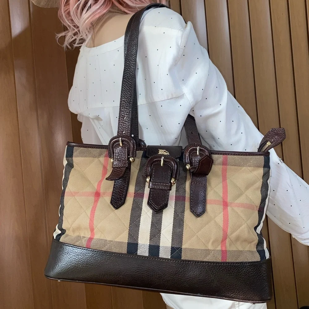 Burberry Beige and Brown Plaid Shoulder Bag - Picture 2 of 16